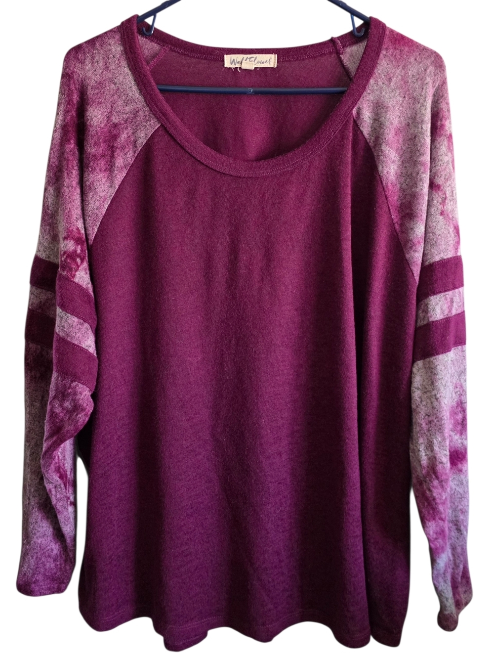Wallflower Plum Tie-Dye Sleeve Pullover